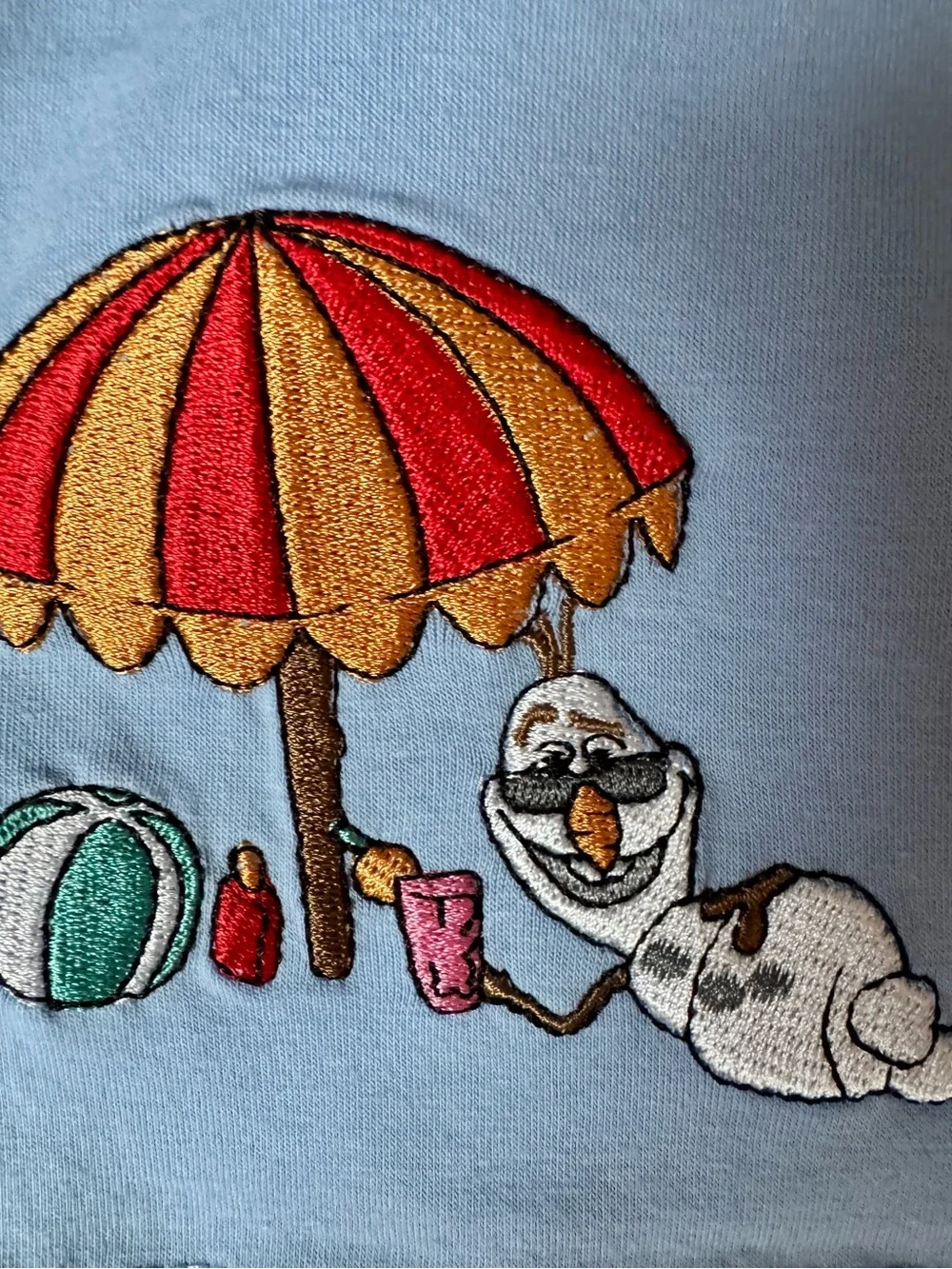 Boutique- Light Blue FrozenOutfit- Olaf On The Beach Embroidery- 12 Months
